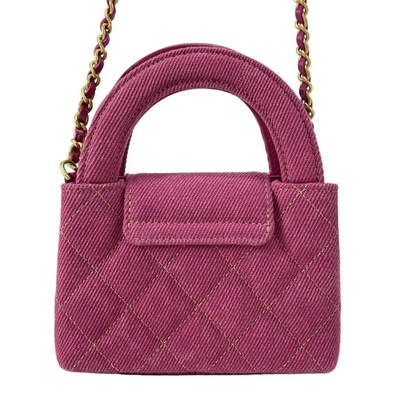 Auth CHANEL Chain Clutch / Matelass - Pink Denim Shoulder Bag gold hardware - Picture 2 of 16
